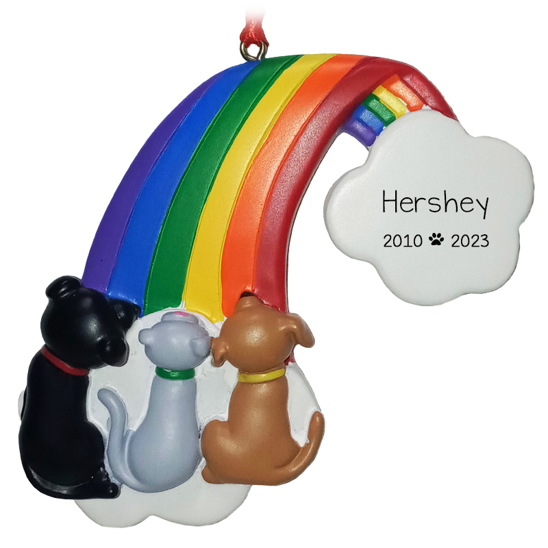 Personalized Rainbow Bridge Memorial Dog Ornament - Personalized