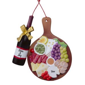 Personalized Red Wine BOTTLE And Charcuterie Board Ornament