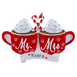 Personalized Mr. And Mrs. Married Hot Cocoa Red Mugs Ornament