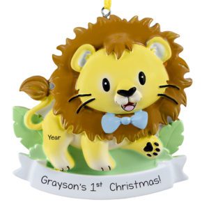 Personalized Baby Boy's 1st Christmas Handsome Lion Ornament