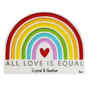 Personalized LGBTQ Love Is Equal Rainbow Ornament