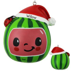 Personalized Watermelon Head Wearing Hat From Cocomelon 3-D Ornament