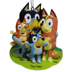 Bluey And Bingo Family Of 4 Personalized Ornament