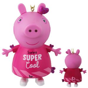 Personalized Peppa Pig SUPER COOL Pink Dress Ornament