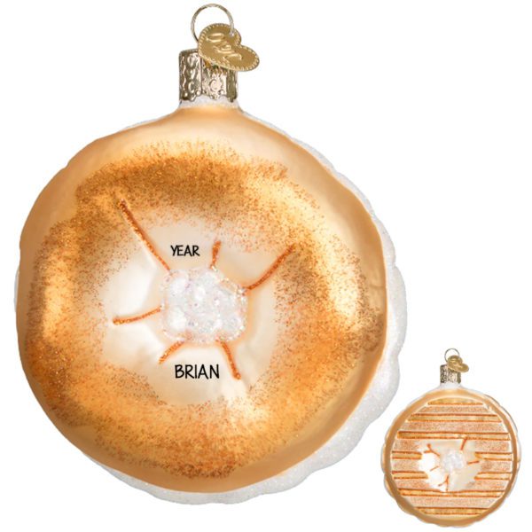 Personalized Bagel With Cream Cheese Glittered 3-D Ornament