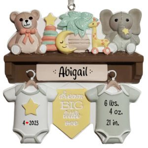 Personalized Baby Shelf With Onesies And Toys Ornament