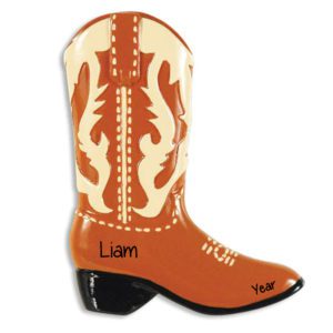 Image of Personalized TAN And BROWN Cowboy Boot Ornament