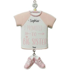 Personalized Promoted To Big SISTER T-Shirt Ornament PINK