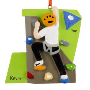 MALE Rock Climbing On Wall With Harness Personalized Ornament