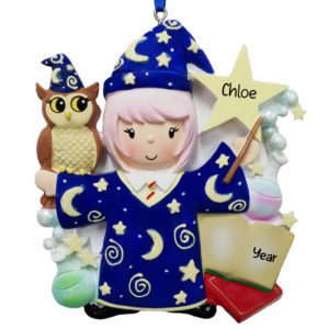 Personalized GIRL Wizard With Own And Stars Ornament