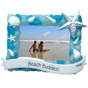 Personalized Beach Sea Glass Picture Frame Ornament