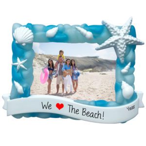Personalized We Love The Beach Sea Glass Picture Frame Ornament