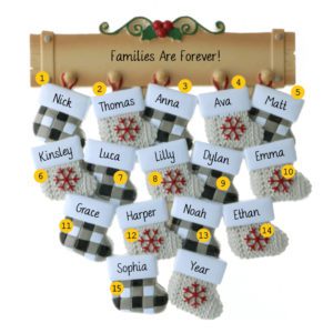 Personalized Family Of 15 Mantle With Stockings Ornament