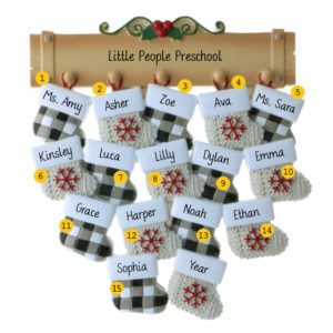 Personalized Preschool Group Of 15 Mantle With Stockings Ornament
