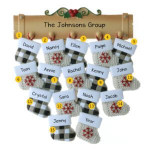 Personalized Team Or Workgroup Of 15 Mantle With Stockings Ornament
