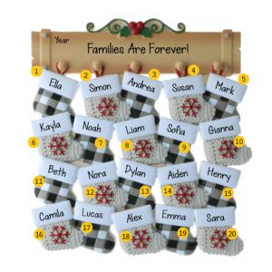Personalized Family Of 20 Stockings On Mantle Ornament