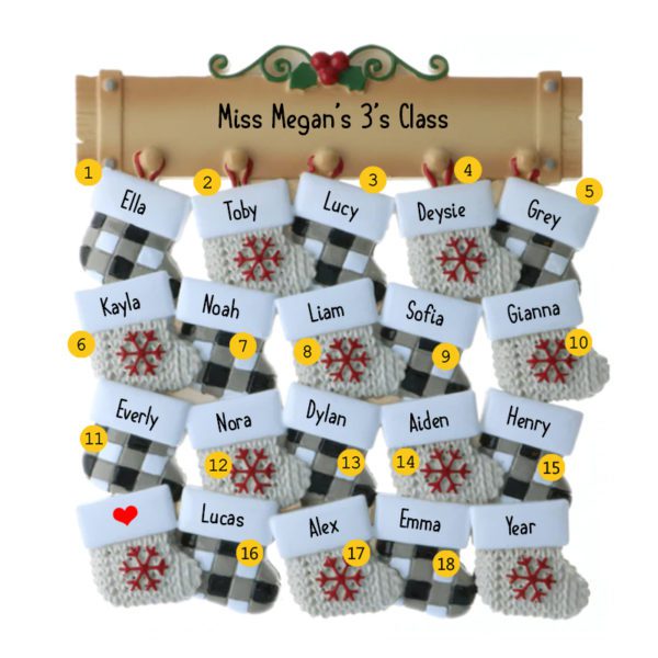 Personalized School Class Of 18 Stockings On Mantle Ornament