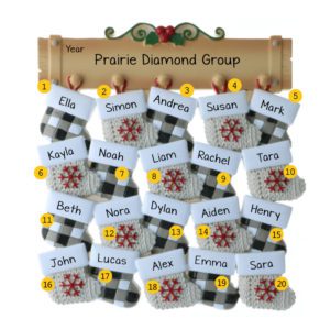 Personalized Work Group Or Team Of 20 Stockings On Mantle Ornament