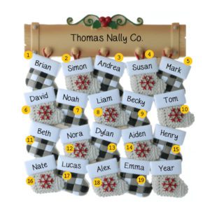 Personalized Work Team Or Group Of 19 Stockings On Mantle Ornament