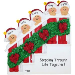 Image of Personalized 5 Sisters Stepping Through Life Decorative Stairs Ornament