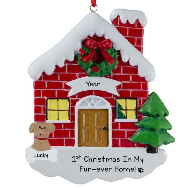 Dog's 1st Christmas In Fur-Ever Home Red Brick Personalized Ornament