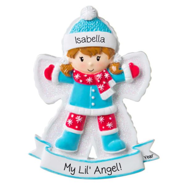 Personalized My Little Angel GIRL In Snow Glittered Ornament