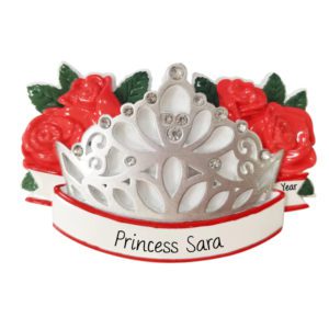 Personalized Princess Crown With Roses And Gems Ornament
