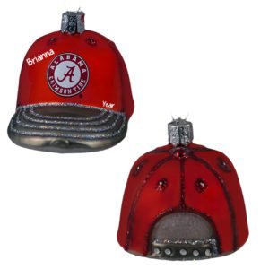 Personalized Alabama Crimson Tide Ballcap 3-D Glittered Glass Ornament