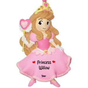Personalized Little Girl Princess Holding Heart Scepter Glittered Ornament