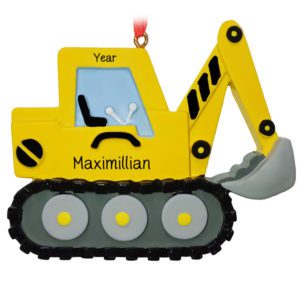 Personalized Yellow Excavator With Digging Bucket Ornament
