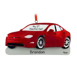 Image of Personalized My 1st Electric Car Christmas Ornament RED