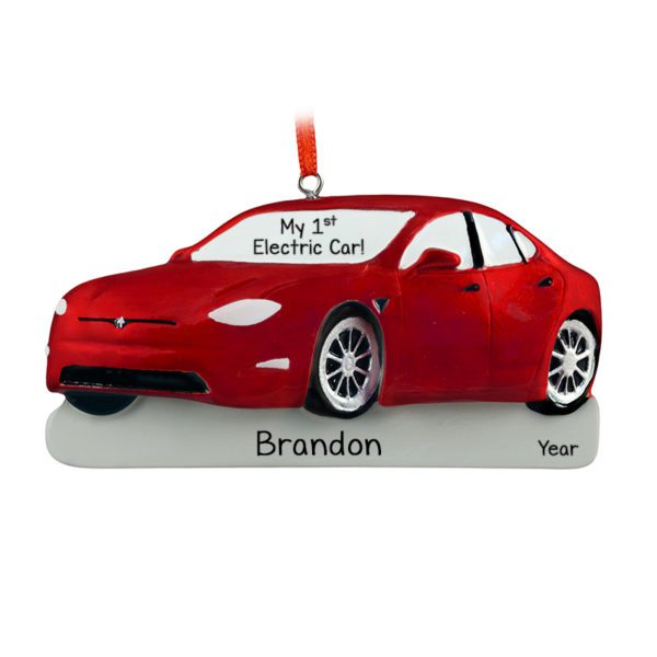 Personalized My 1st Electric Car Christmas Ornament RED
