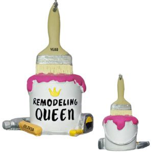 Personalized DIY Remodeling QUEEN Paint Can Ornament PINK