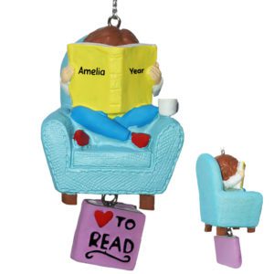 Personalized Child Loves To Read 3-D Dangling Book Ornament