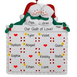 Personalized Grandparents With 10 Grandkids On Quilt Ornament
