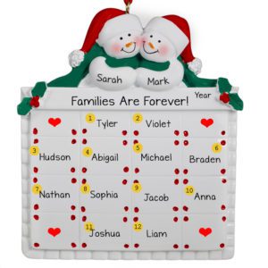 Snow Couple With 12 Names On Festive Quilt Ornament