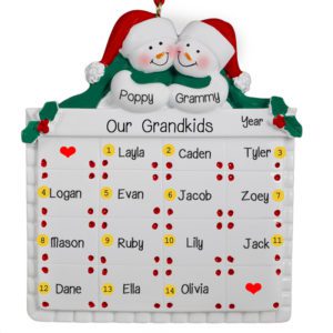 Grandparents With 14 Grandkids On Quilt Christmas Ornament