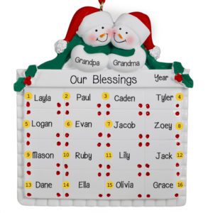 Grandparents With 16 Grandkids On Quilt Christmas Ornament
