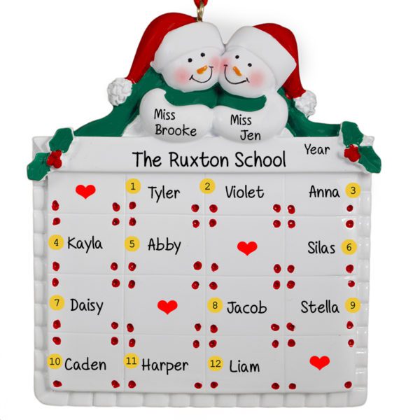 Preschool Teachers With 12 Kids Festive Christmas Quilt Ornament