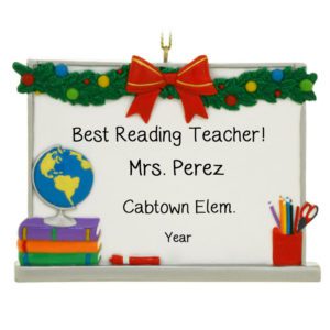 Image of Personalized Best Teacher With Subject Festive Wipe Board Ornament