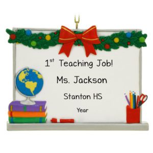 Personalized 1st Teaching Job Festive Wipe Board Ornament