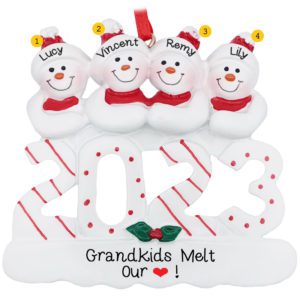 Image of 2023 Four Grandchildren Christmas Personalized Ornament