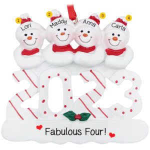 Personalized 2023 Fabulous 4 Friends Snowmen Ornament