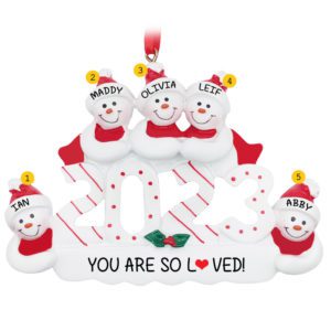 Image of Personalized 2023 Five Grandchildren Snowmen Christmas Ornament