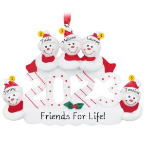 Image of Personalized 2023 Five Friends Snowmen Ornament