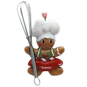 Personalized Gingerbread GIRL Holding Whisk Glittered Ornament