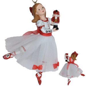 Clara Dancing With GLITTERED NUTCRACKER 3-D Personalized Ornament