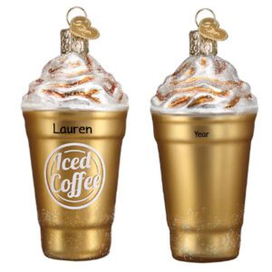 Image of Personalized Blended Ice Coffee 3-D Glittered Glass Ornament