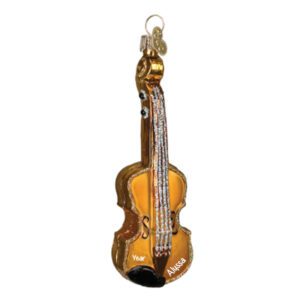 Image of VIOLIN Glittered Glass 3-D Personalized Ornament