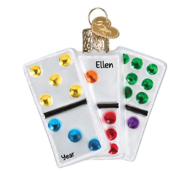 Personalized 3-D Colorful Glass Dominos Ornament